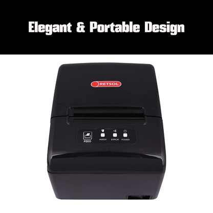 RETSOL RTP-82UE 200mm Thermal Receipt Printer with LAN Interface & USB Connectivity Monochrome Desktop Barcode Printing and Label Printing Compatible with Windows & Linux (1 Pc) 