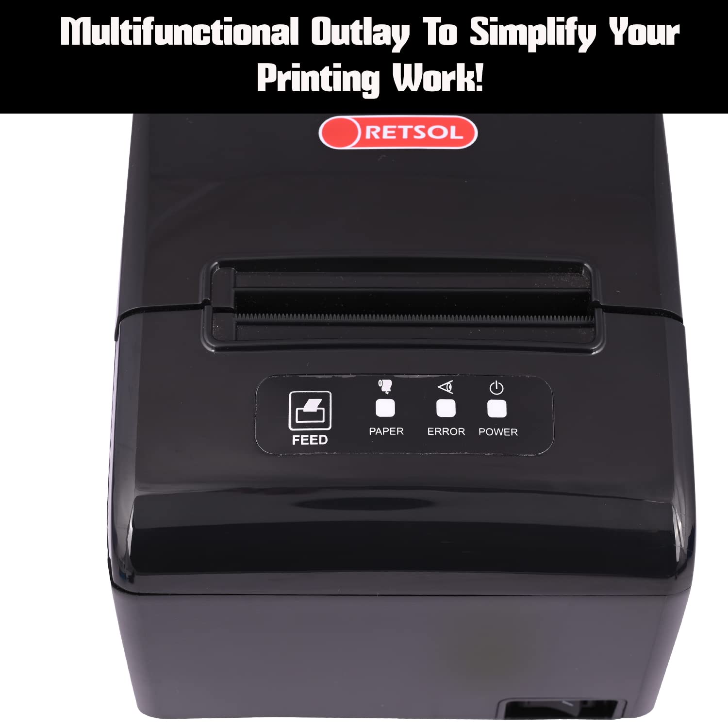 RETSOL RTP-82UE 200mm Thermal Receipt Printer with LAN Interface & USB Connectivity Monochrome Desktop Barcode Printing and Label Printing Compatible with Windows & Linux (1 Pc) 