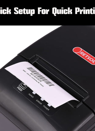 RETSOL RTP-82UE 200mm Thermal Receipt Printer with LAN Interface & USB Connectivity Monochrome Desktop Barcode Printing and Label Printing Compatible with Windows & Linux (1 Pc) 