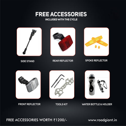 ROADGIANT Filipino 27.5T | MTB | Aluminum Alloy Frame Bicycle | Dual Disc Brakes | Single Speed | Front Suspension | Unisex | for All-Terrain Riding (Silver) 