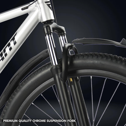 ROADGIANT Filipino 27.5T | MTB | Aluminum Alloy Frame Bicycle | Dual Disc Brakes | Single Speed | Front Suspension | Unisex | for All-Terrain Riding (Silver) 