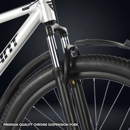ROADGIANT Filipino 27.5T | MTB | Aluminum Alloy Frame Bicycle | Dual Disc Brakes | Single Speed | Front Suspension | Unisex | for All-Terrain Riding (Silver) 