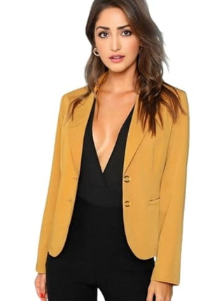 ROCKSY Yellow Smart Casual Formal Blazer for Women, Regular Fit Stylish Blazer for Women, Size XXL 