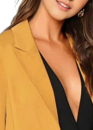 ROCKSY Yellow Smart Casual Formal Blazer for Women, Regular Fit Stylish Blazer for Women, Size XXL 