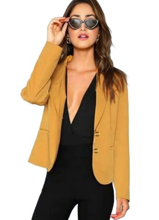 ROCKSY Yellow Smart Casual Formal Blazer for Women, Regular Fit Stylish Blazer for Women, Size XXL 