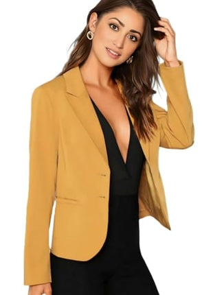 ROCKSY Yellow Smart Casual Formal Blazer for Women, Regular Fit Stylish Blazer for Women, Size XXL 