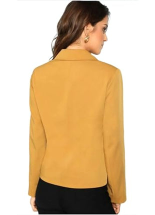 ROCKSY Yellow Smart Casual Formal Blazer for Women, Regular Fit Stylish Blazer for Women, Size XXL 