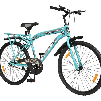 ROOTLINE Heaven 26T with Integrated Carrier & PU Saddle MTB Cycle/Bike Single Speed with Complete Accessories Ideal for 12+ Years (‎Aqua Blue) 