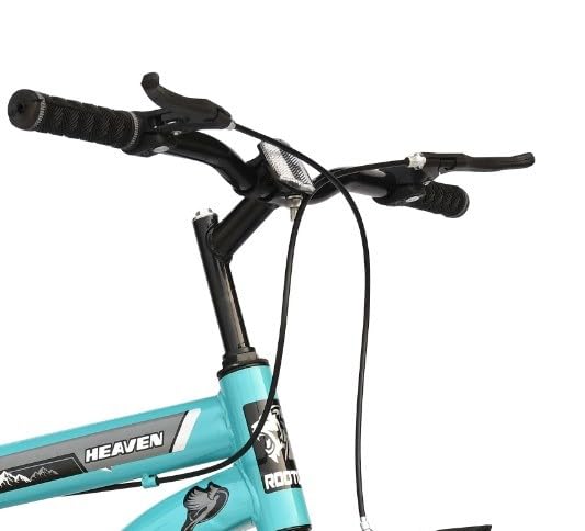 ROOTLINE Heaven 26T with Integrated Carrier & PU Saddle MTB Cycle/Bike Single Speed with Complete Accessories Ideal for 12+ Years (‎Aqua Blue) 