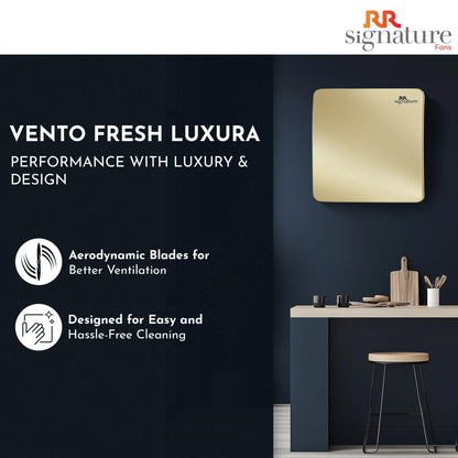 RR Signature Vento Fresh Luxura 150 mm Exhaust Fan For Kitchen, Bathroom | Silent, Compact Design, Easy Install | Thermal Fuse | High Speed 100% Powerful Copper Motor | 2 Year Warranty [Gold] 