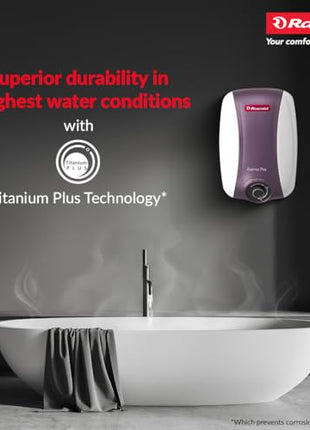 Racold Eterno Pro Storage Water Heater (Geyser) 25L with ABS Body – Corrosion Prevention with Titanium Enameled Coating, 7 Yrs Warranty on Tank, Energy Efficient, Free Standard Installation & Pipes 