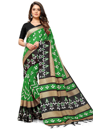Rajnandini Women's Green Mysore Art Silk Saree Printed Traditional Saree with Blouse Piece 