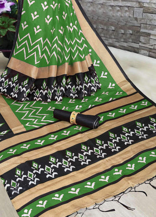 Rajnandini Women's Green Mysore Art Silk Saree Printed Traditional Saree with Blouse Piece 