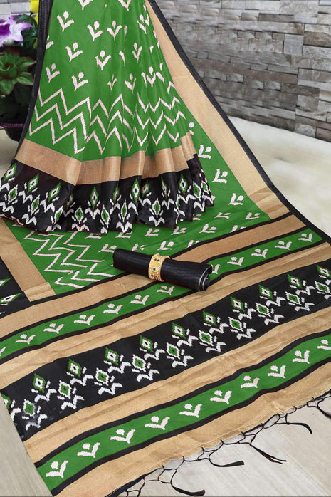 Rajnandini Women's Green Mysore Art Silk Saree Printed Traditional Saree with Blouse Piece 