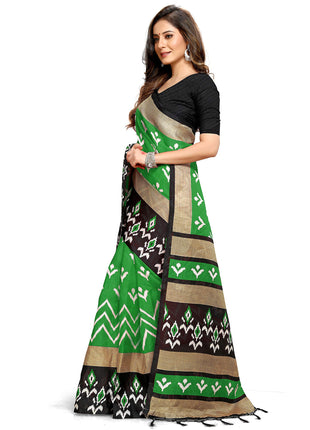 Rajnandini Women's Green Mysore Art Silk Saree Printed Traditional Saree with Blouse Piece 
