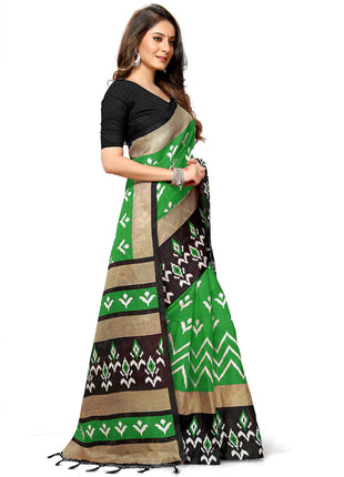 Rajnandini Women's Green Mysore Art Silk Saree Printed Traditional Saree with Blouse Piece 