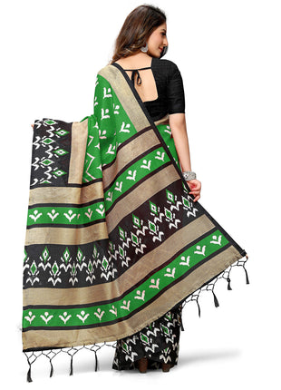 Rajnandini Women's Green Mysore Art Silk Saree Printed Traditional Saree with Blouse Piece 