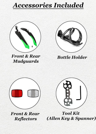 Ralley Jaguar 2.0 26T Full Size Bicycle | Front Suspension | Dual Disc Brakes | Triple Wall Alloy Rims | Single Speed | Matt Finish | Non Gear Cycle (Black/Green) 
