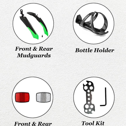Ralley Jaguar 2.0 26T Full Size Bicycle | Front Suspension | Dual Disc Brakes | Triple Wall Alloy Rims | Single Speed | Matt Finish | Non Gear Cycle (Black/Green) 