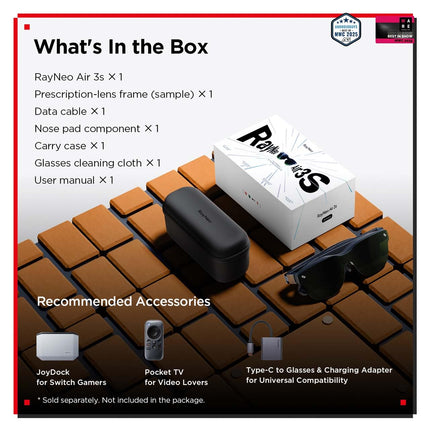 RayNeo Air 3s AR/XR Glasses, 201" 120Hz FHD HueView Display, Portable AR Video Eyewear Gaming Glasses for iPhone 16/15, Android, Mac, Switch, PS5, Steam Deck - Next-Gen Wearable Theater 