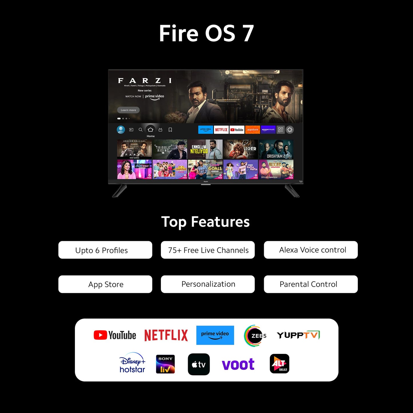 Redmi 80 cm (32 inches) F Series HD Ready Smart LED Fire TV L32R8-FVIN (Black) 