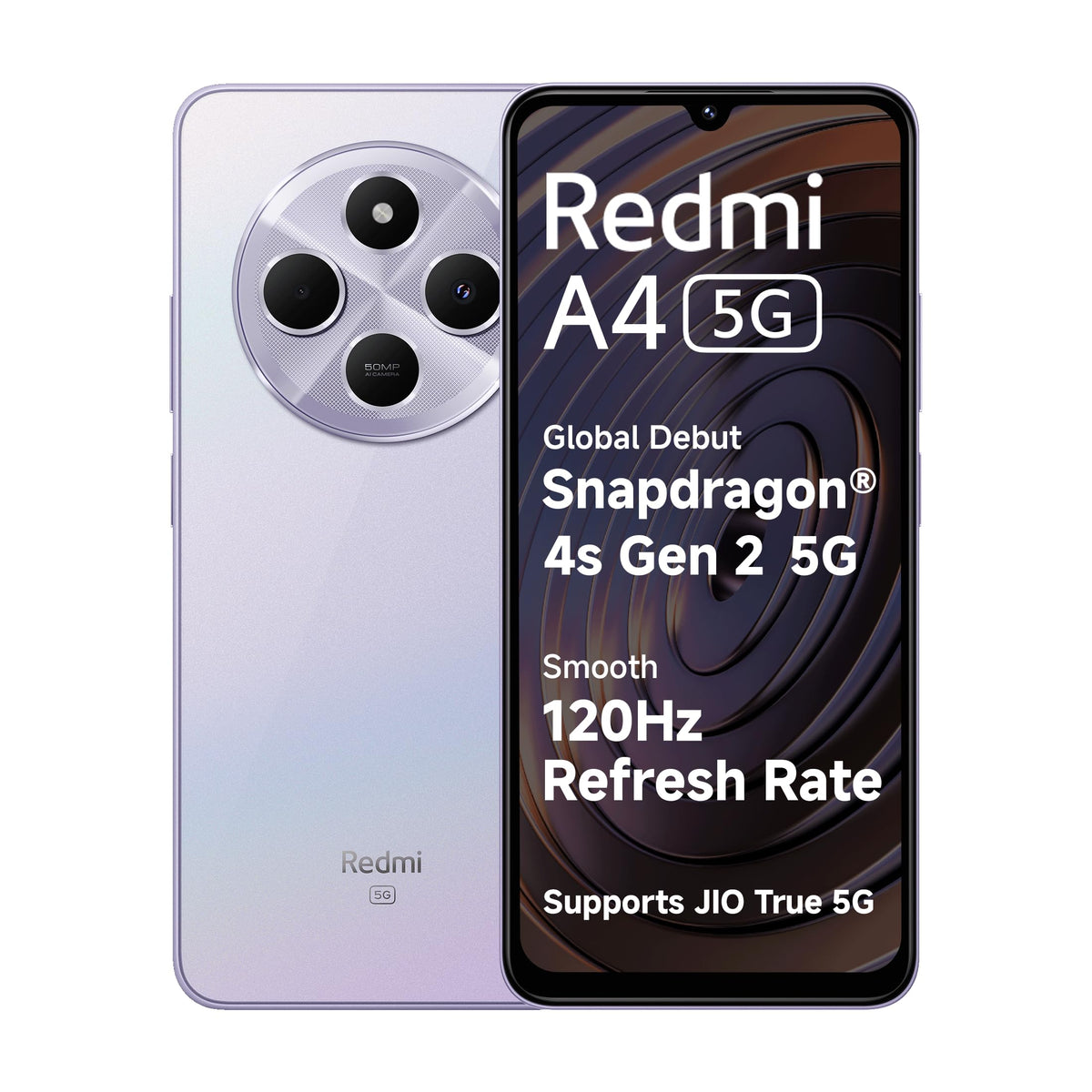 Redmi A4 5G (Sparkle Purple, 4GB RAM, 128GB Storage) | Global Debut SD 4s Gen 2 | Segment Largest 6.88in 120Hz | 50MP Dual Camera | 18W Fast Charging 