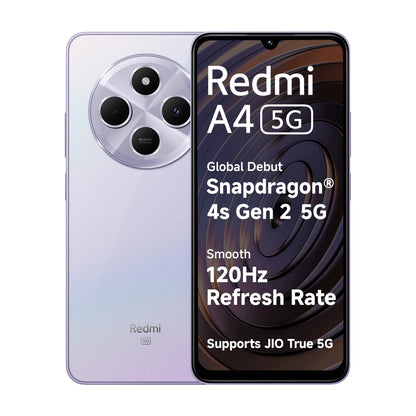 Redmi A4 5G (Sparkle Purple, 4GB RAM, 128GB Storage) | Global Debut SD 4s Gen 2 | Segment Largest 6.88in 120Hz | 50MP Dual Camera | 18W Fast Charging 