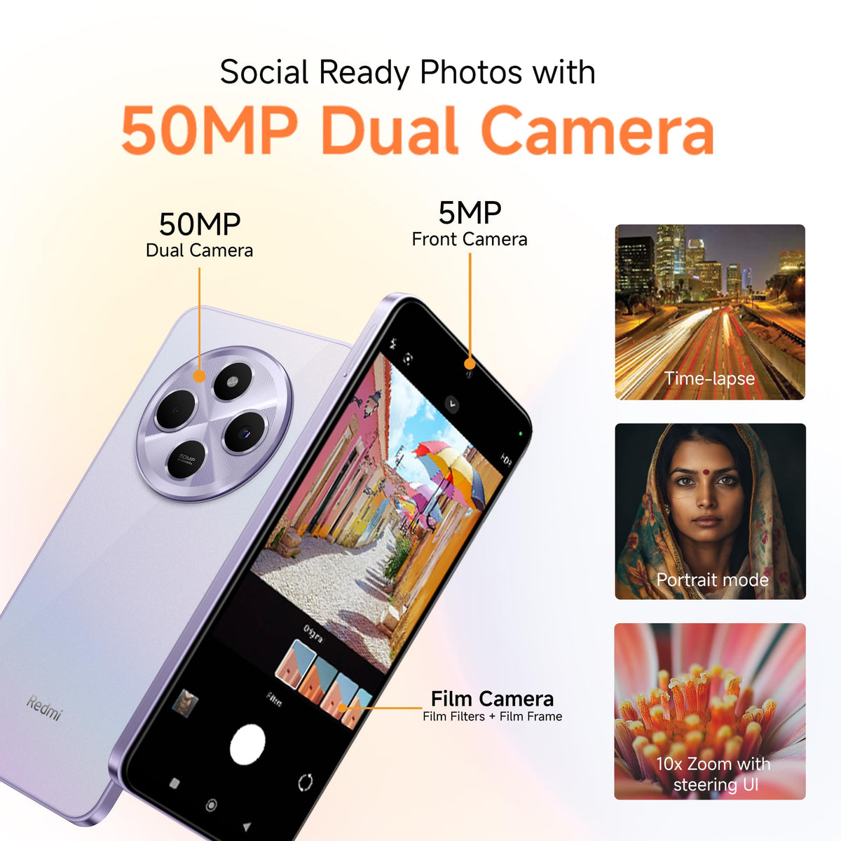 Redmi A4 5G (Sparkle Purple, 4GB RAM, 128GB Storage) | Global Debut SD 4s Gen 2 | Segment Largest 6.88in 120Hz | 50MP Dual Camera | 18W Fast Charging 