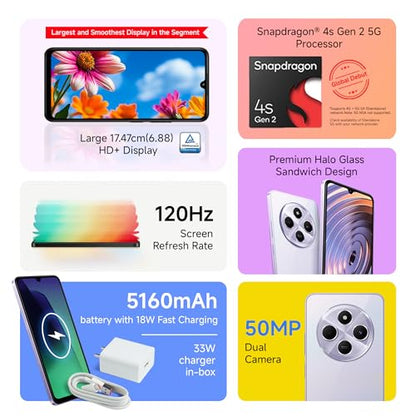 Redmi A4 5G (Sparkle Purple, 4GB RAM, 128GB Storage) | Global Debut SD 4s Gen 2 | Segment Largest 6.88in 120Hz | 50MP Dual Camera | 18W Fast Charging 