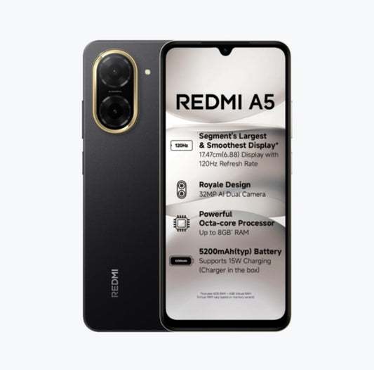 Redmi A5 Just Black, 4GB RAM 128GB ROM 