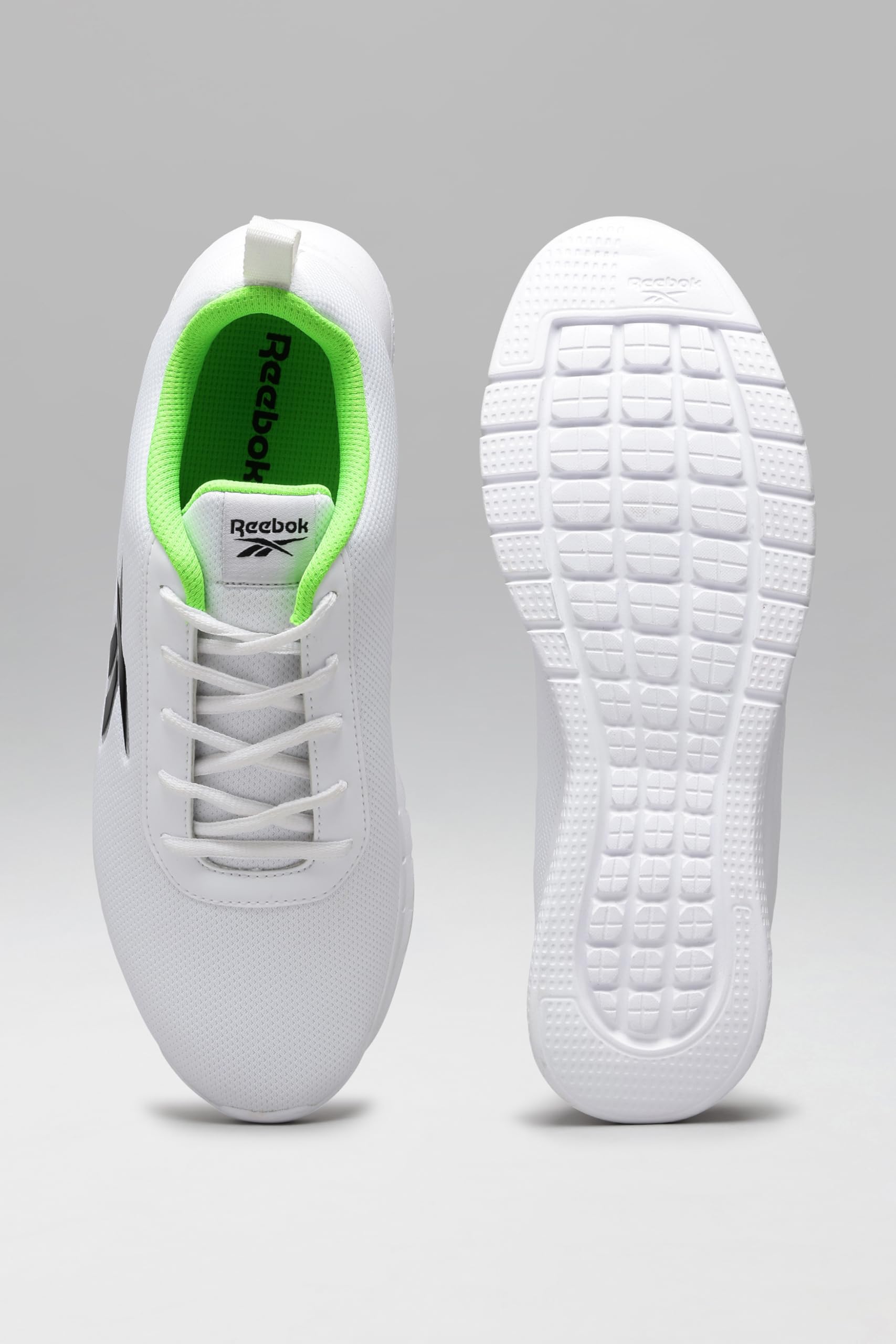 Reebok Men Stride Runner Running Shoes White Black Solar Lime UK 8 