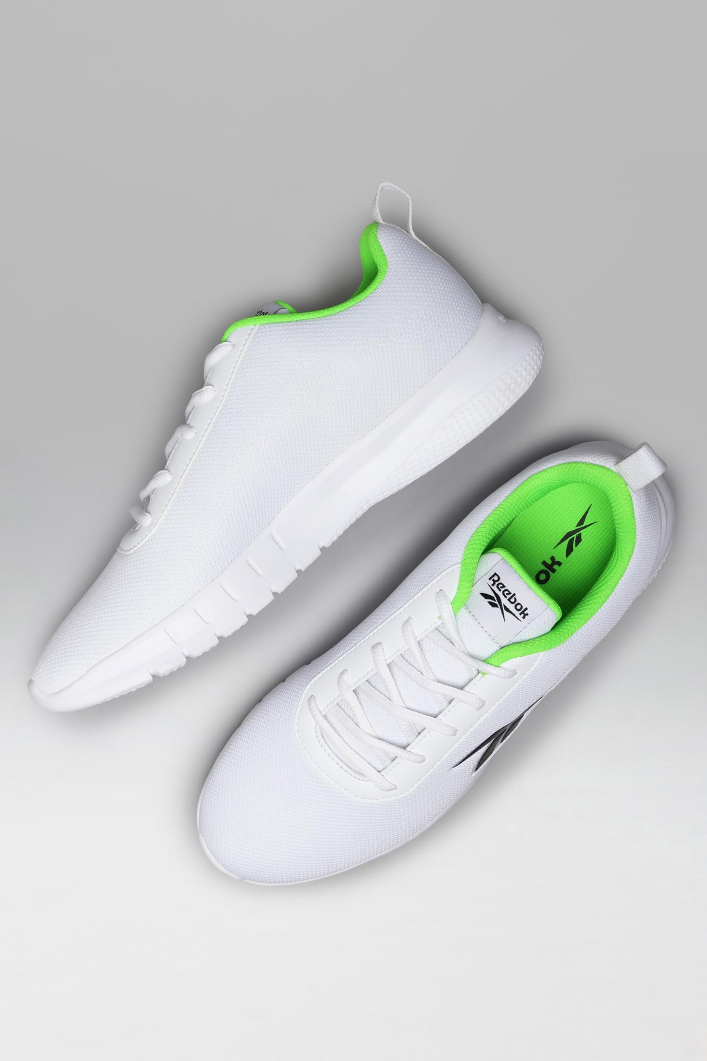 Reebok Men Stride Runner Running Shoes White Black Solar Lime UK 8 