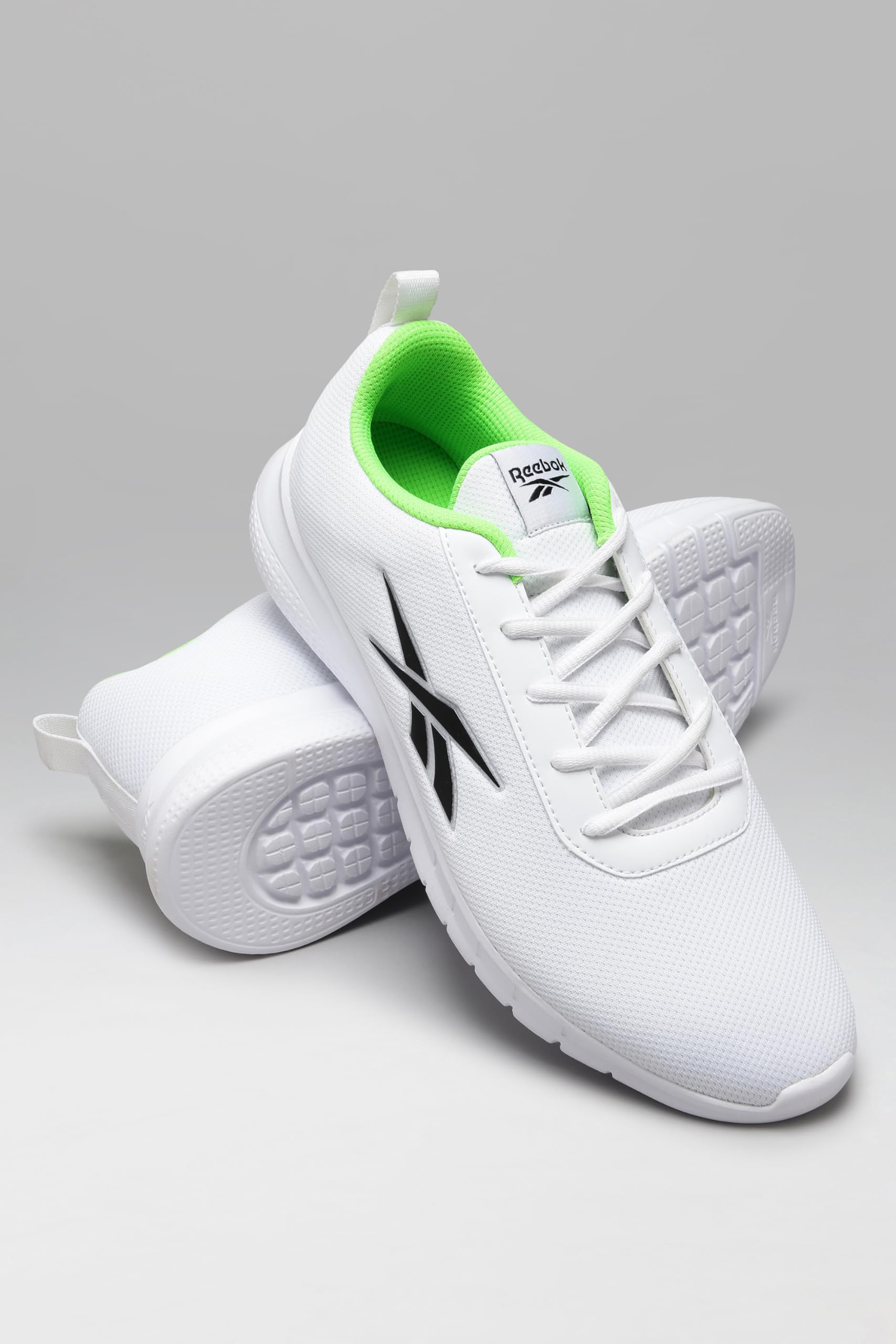 Reebok Men Stride Runner Running Shoes White Black Solar Lime UK 8 