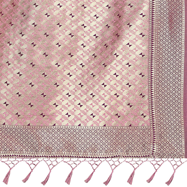 Rekha Maniyar Women's Pure Cotton Banarasi Saree with Blouse Piece (KALPANA_Rani) 