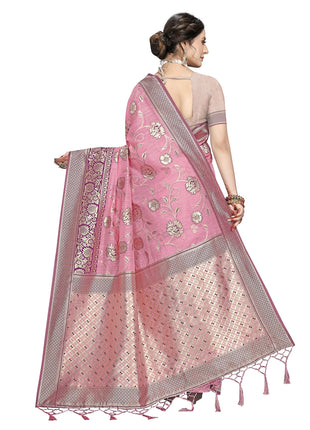 Rekha Maniyar Women's Pure Cotton Banarasi Saree with Blouse Piece (KALPANA_Rani) 