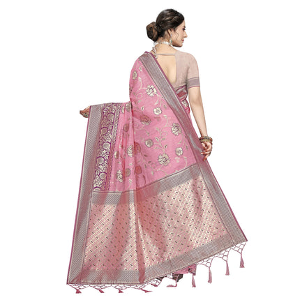 Rekha Maniyar Women's Pure Cotton Banarasi Saree with Blouse Piece (KALPANA_Rani) 