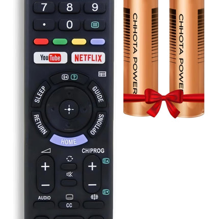 Remote for Sony LED Smart TV with 2 AAA Batteries | YouTube and Netflix Hotkeys | Original Replacement for Sony Bravia LCD LED OLED QLED 4K Ultra HD Smart Android tv Remote Control 
