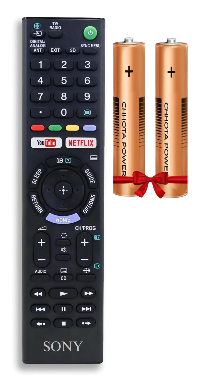 Remote for Sony LED Smart TV with 2 AAA Batteries | YouTube and Netflix Hotkeys | Original Replacement for Sony Bravia LCD LED OLED QLED 4K Ultra HD Smart Android tv Remote Control 
