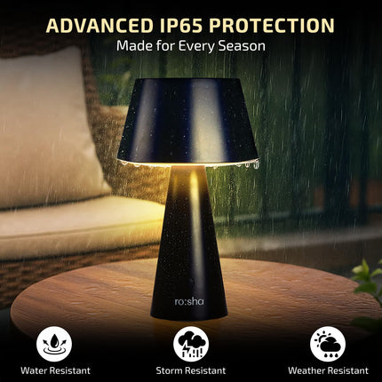 Rosha Helia Solar Wireless LED Table Lamp (Black)| Upto 14 Hrs Battery Backup |2600 mAh Rechargeable Batteries | Lamps for Bedroom and Living Room 