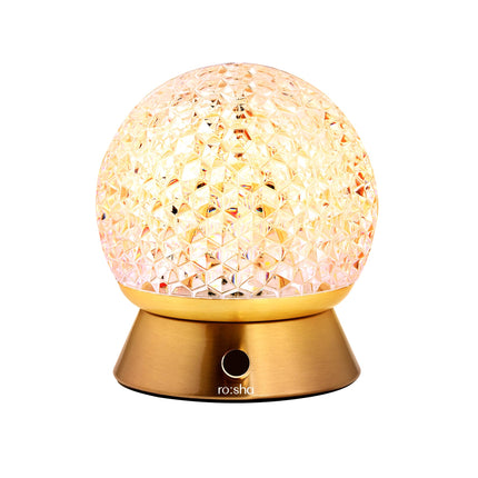 Rosha Orb Wireless Iron & Acrylic LED Table Lamps | Upto 10-12 Hrs 1800 mAh Rechargeable Batteries | Touch Dimmer Control | 3 Level Brightness (Gold) 