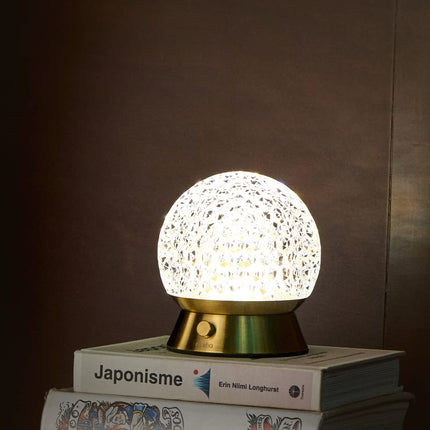 Rosha Orb Wireless Iron & Acrylic LED Table Lamps | Upto 10-12 Hrs 1800 mAh Rechargeable Batteries | Touch Dimmer Control | 3 Level Brightness (Gold) 