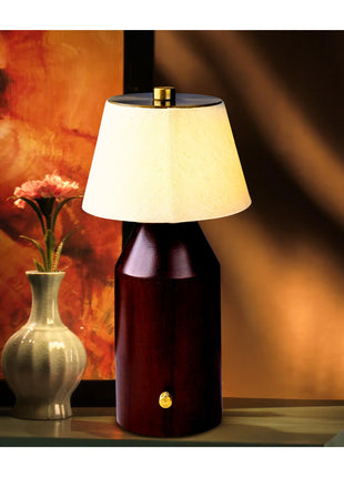 Rosha Sylva Wireless Wood LED Table Lamp (Dark Brown)|Upto 14 Hrs Battery Backup |2600 mAh Rechargeable Batteries Lamps for Bedroom and Living Room 
