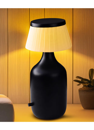 Rosha Valentino Wireless Aluminium LED Table Lamp (Black)| Upto 14 Hrs Battery Backup |2500 mAh Rechargeable Batteries | Lamps for Bedroom and Living Room 