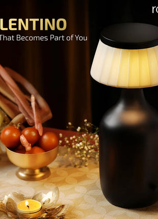 Rosha Valentino Wireless Aluminium LED Table Lamp (Black)| Upto 14 Hrs Battery Backup |2500 mAh Rechargeable Batteries | Lamps for Bedroom and Living Room 