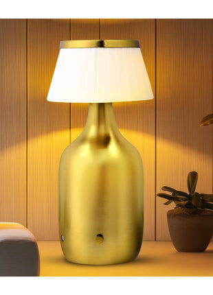 Rosha Valentino Wireless Aluminium LED Table Lamp (Gold)| Upto 14 Hrs Battery Backup |2500 mAh Rechargeable Batteries | Lamps for Bedroom and Living Room 