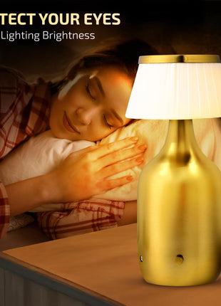 Rosha Valentino Wireless Aluminium LED Table Lamp (Gold)| Upto 14 Hrs Battery Backup |2500 mAh Rechargeable Batteries | Lamps for Bedroom and Living Room 