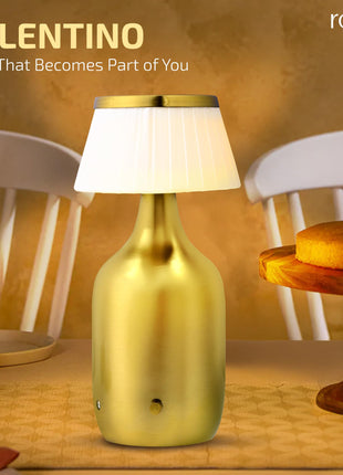 Rosha Valentino Wireless Aluminium LED Table Lamp (Gold)| Upto 14 Hrs Battery Backup |2500 mAh Rechargeable Batteries | Lamps for Bedroom and Living Room 