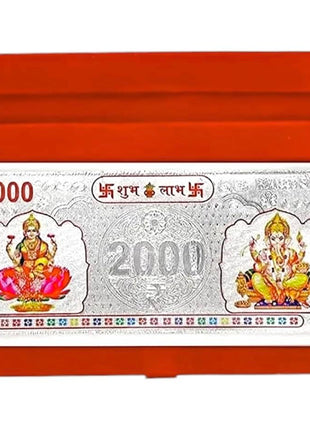 LVA CREATIONS Fine pure Silver Currency Note coin bar of 2000 lakshmi ganesh laxmi with 999 Purity for gift in happy birthday gift & happy anniversary gift festive gift pack for pooja & Dhanteras diwali. gift for wife birthday wedding special 