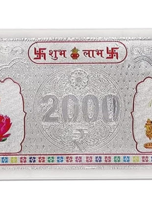 LVA CREATIONS Fine pure Silver Currency Note coin bar of 2000 lakshmi ganesh laxmi with 999 Purity for gift in happy birthday gift & happy anniversary gift festive gift pack for pooja & Dhanteras diwali. gift for wife birthday wedding special 