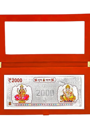 LVA CREATIONS Fine pure Silver Currency Note coin bar of 2000 lakshmi ganesh laxmi with 999 Purity for gift in happy birthday gift & happy anniversary gift festive gift pack for pooja & Dhanteras diwali. gift for wife birthday wedding special 
